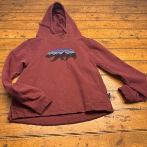 Patagonia Bear Mountain Logo Maroon Hoodie Women's Regular Fit